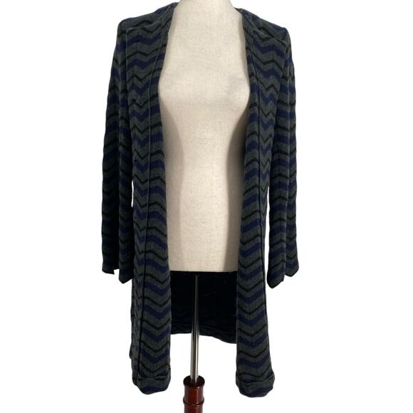 Amina Rubinacci Italy Wool Blend Chevron Knit Longline Sweater 42 Button Down - Picture 5 of 13